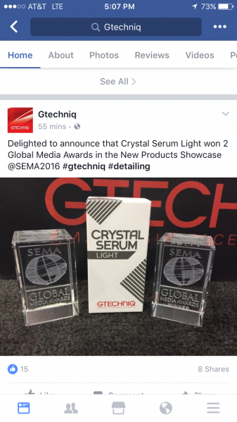 GTechniq SEMA 2016 Award