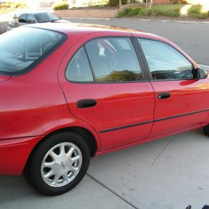1994 Red Geo Prism Exterior After