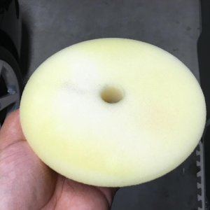 Rupes White Pad stained by DP Cleaner