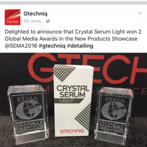 GTechniq SEMA 2016 Award