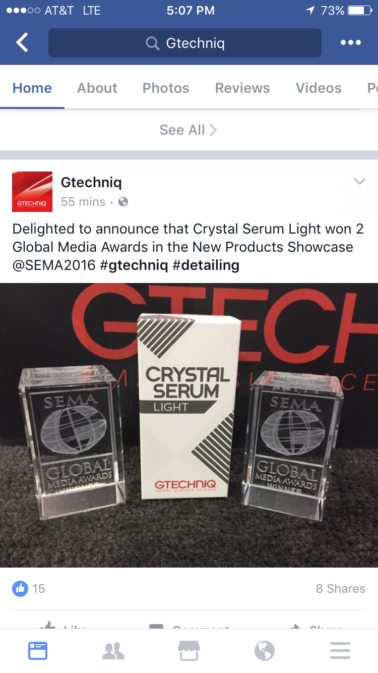 GTechniq SEMA 2016 Award