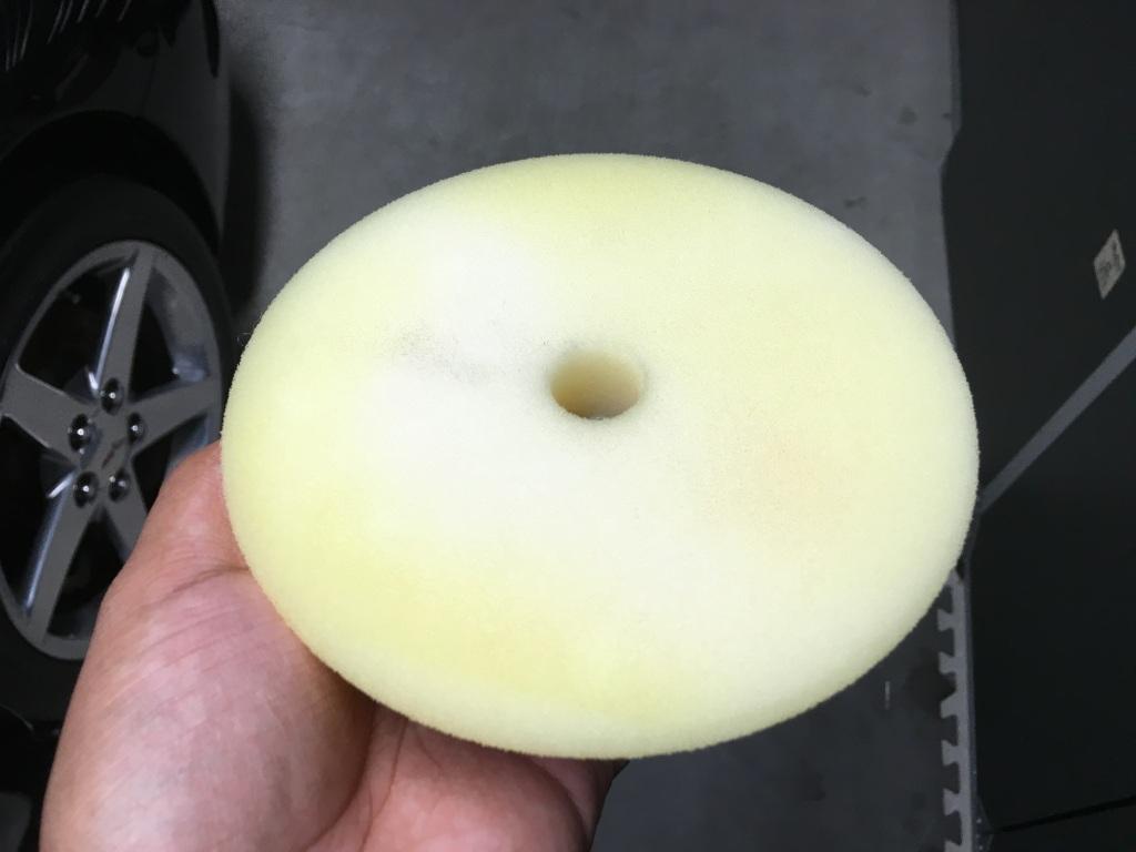 Rupes White Pad stained by DP Cleaner